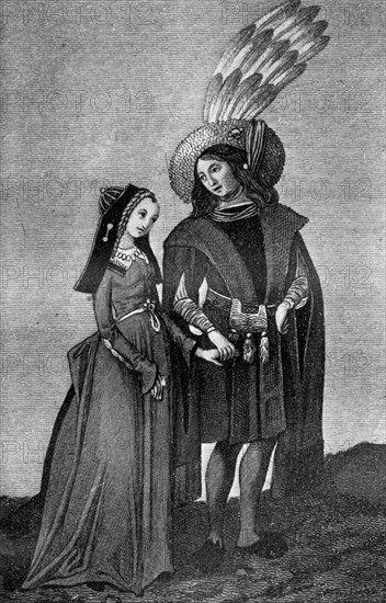 Male and female costume, late 15th-early 16th century, (1910). Artist: Unknown