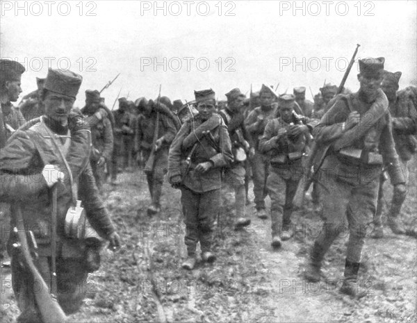 Young Serbian recruits, 1914. Artist: Unknown