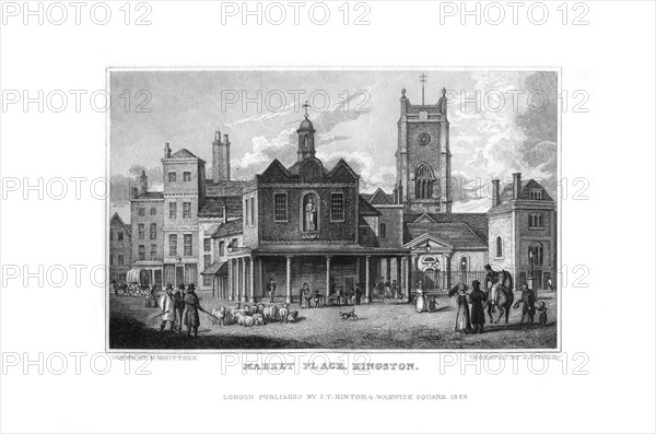 Market Place, Kingston, Surrey, 1829.Artist: J Fisher