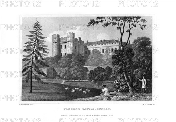 Farnham Castle, Surrey, 1830.Artist: WJ Cooke