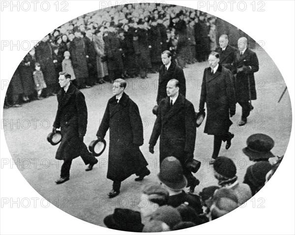 The Duke of York and his brothers in King George V's funeral procession, 1936, (1937). Artist: Unknown