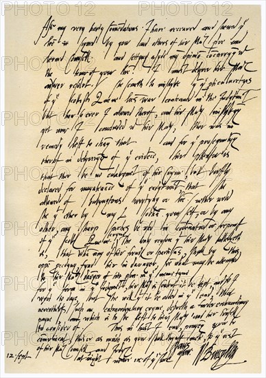 Letter from William Cecil to Sir Christopher Hatton, 12th September 1586.Artist: Sir William Cecil, 1st Baron Burghley