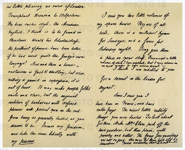 Letter from Charles Lamb to John Clare, 31st August 1822.Artist: Charles Lamb