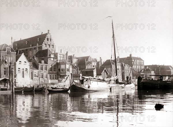 Canal boats, Dordrecht, Netherlands, 1898. Artist: James Batkin