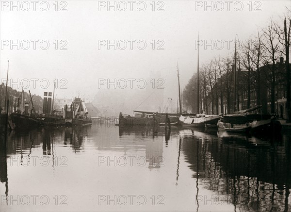 Canal boats, Dordrecht, Netherlands, 1898.Artist: James Batkin