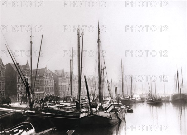 Canal boats, Rotterdam, 1898.Artist: James Batkin