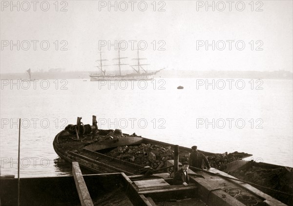 Barge loaded with freight, Rotterdam, 1898.Artist: James Batkin