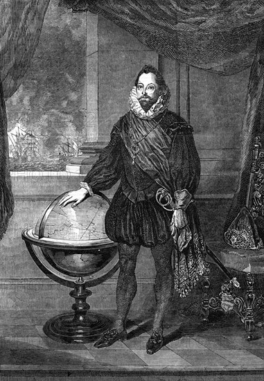 Sir Francis Drake, 16th-century navigator, sailor and pirate, (1851). Artist: Unknown