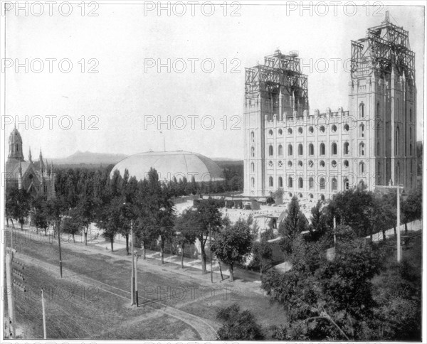 New Mormon Temple, Salt Lake City, Utah, late 19th century. Artist: John L Stoddard