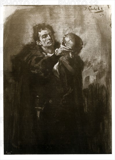 Forbes-Robertson as Hamlet, late 19th century.Artist: John Percival Gulich