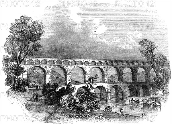 Aqueduct of Nimes at the Pont du Gard, France, 1886. Artist: Unknown