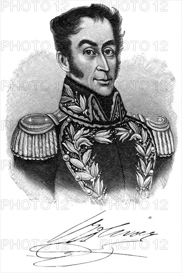 Simon Bolivar, 19th century South American revolutionary leader, (1901). Artist: Unknown