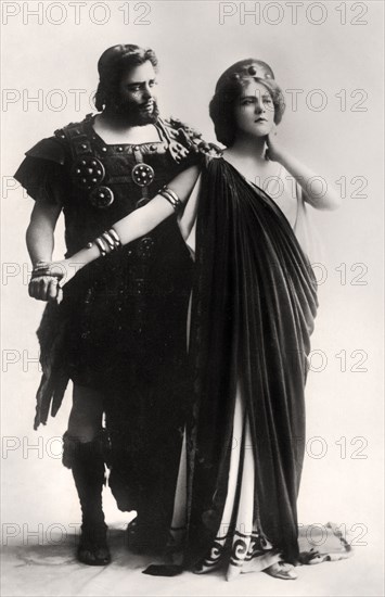 Oscar Asche and Lily Brayton in a scene from The Virgin Goddess, early 20th century.Artist: Rita Martin