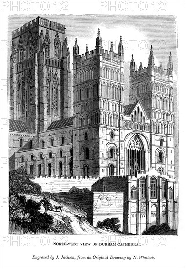 North west view of Durham Cathedral, 1843. Artist: J Jackson