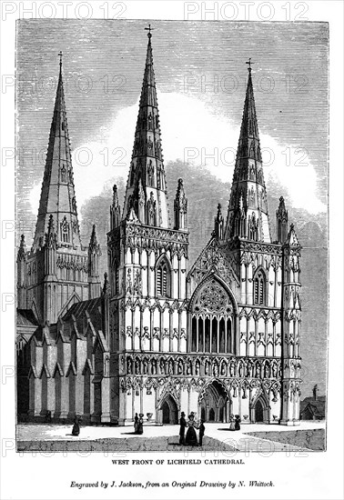 West front of Lichfield Cathedral, 1843. Artist: J Jackson