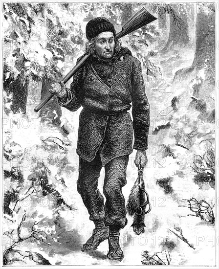 Canadian trapper, 19th century.Artist: Charles Édouard Delort