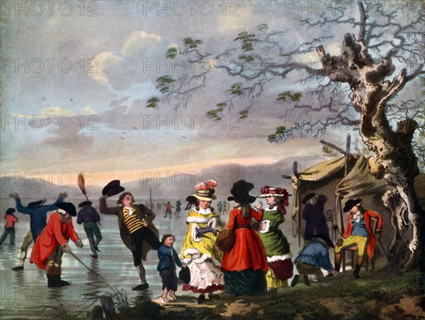 'Winter Amusement: A View in Hyde Park from the Sluice at the East End', late 18th century, (c1920).Artist: Tookey