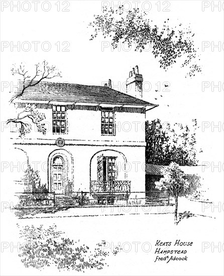 Keats House, Hampstead, London, 1912.Artist: Frederick Adcock