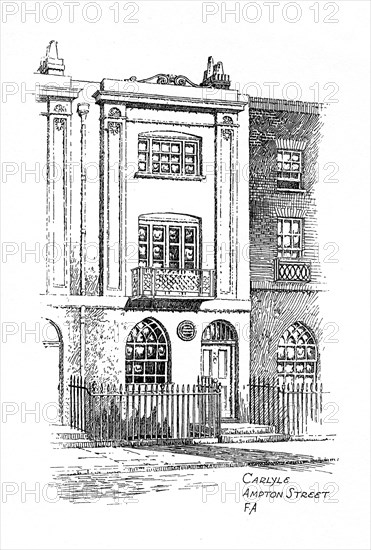 Thomas Carlyle's house, Ampton Street, London, 1912. Artist: Frederick Adcock