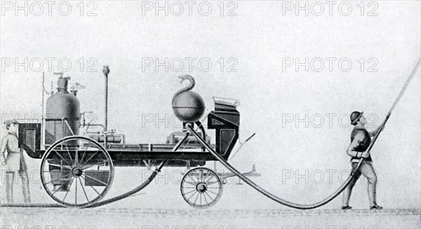 The first steam fire engine, c1830. Artist: Unknown