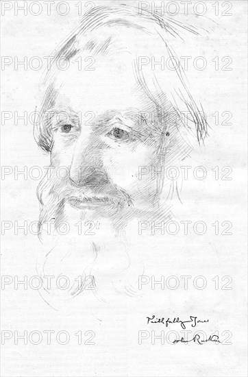 John Ruskin, late 19th century. Artist: Ethel Webling