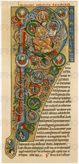 Illuminated iniitial 'P', 1172. Artist: Unknown