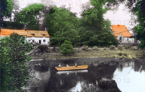 Erbistock Ferry and Church, Wrexham, 1926.Artist: Cavenders Ltd