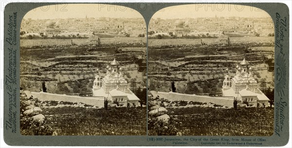 Jerusalem, as seen from the Mount of Olives, Palestine, 1901.Artist: Underwood & Underwood