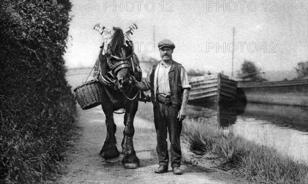 A horse pulling a canal barge, 1926-1927. Artist: Unknown