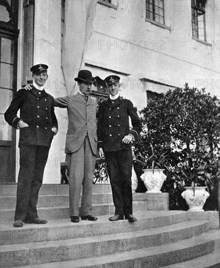 King Christian IX of Denmark (1818-1906) with two of his grandsons, 1908Artist: Queen Alexandra