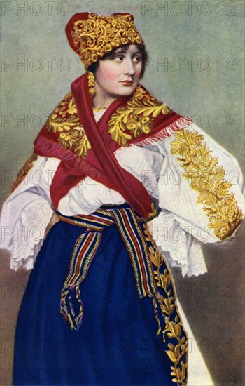 Peasant woman in national dress, Czechoslovakia, 1922. Artist: Unknown