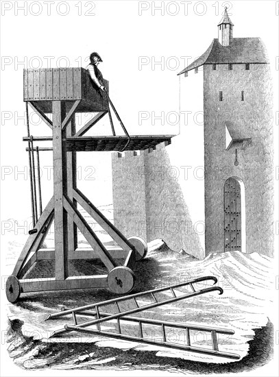 A siege assault platform, 15th century (1849). Artist: Unknown