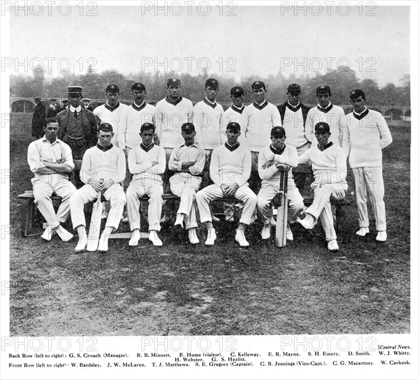 The Australian cricket team of 1912. Artist: Unknown