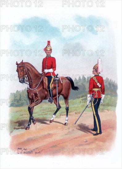 Dragoon guards, 1915.Artist: LE Buckell