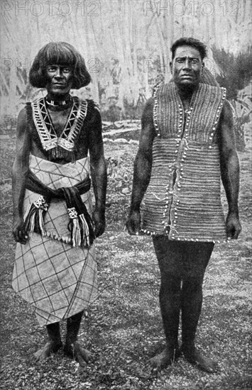 'The ceremonial costume of war and everyday waist-cloth, Gilbert Islands', 1922. Artist: Thomas McMahon