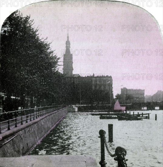 City Hall and the Alster, Hamburg, Germany, late 19th century. Artist: Unknown