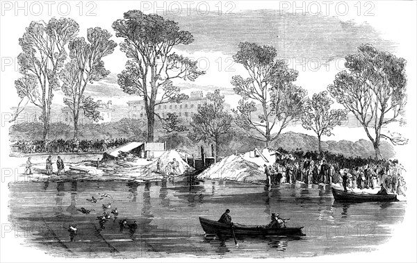 Draining the Serpentine River, Hyde Park, London, 1869. Artist: Unknown