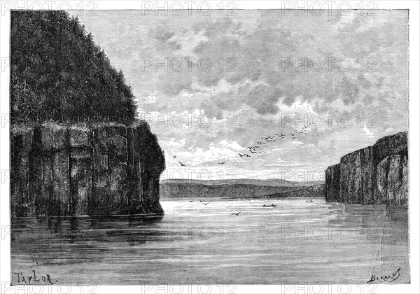 The Angara river, below the Padunskiy rapids, Siberia, Russia, 1895.Artist: Charles Barbant