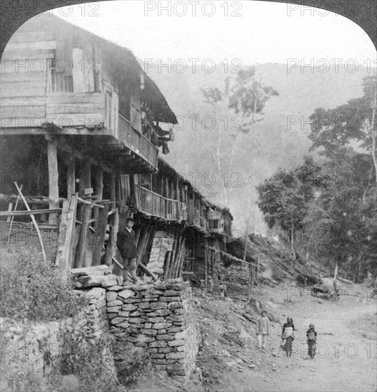 Native village, Teesta Bridge near Darjeeling, India, 1903. Artist: Underwood & Underwood