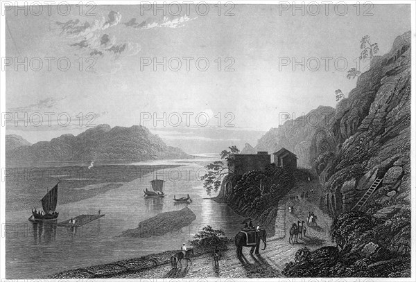 The Ganges entering the plains near Hurdwar, India, c1860. Artist: Unknown