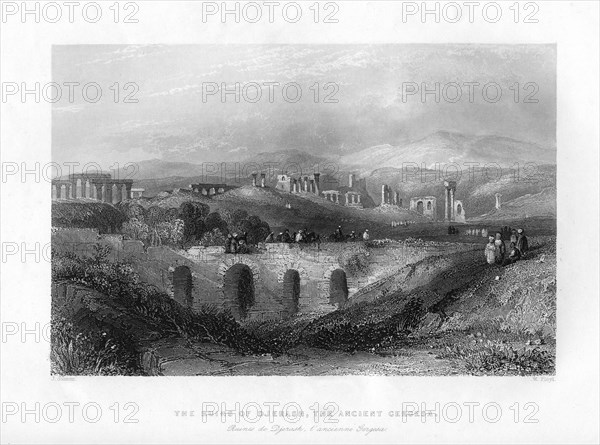 The ruins of Djerash, the ancient Gergesa, Syria, 1841.Artist: W Floyd