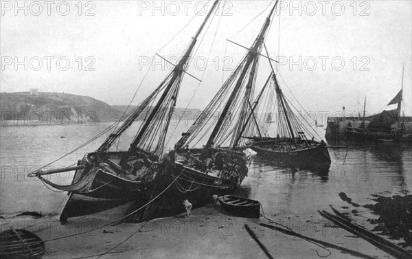 Boats in Tenby harbour, Pembrokeshire, Wales, 1924-1926.Artist: Francis Frith & Co