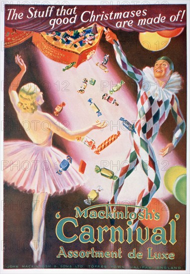 Advert for Mackintosh's 'Carnival' toffee assortments, 1935. Artist: Unknown