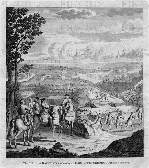 'The siege of Barcelona taken by the Earl of Peterborough in the year 1705'. Artist: Unknown