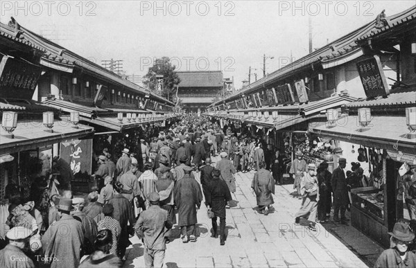 A row of shops in Asakusa, Tokyo, 20th century. Artist: Unknown