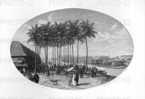 Foundation of Batavia, Java, Dutch East Indies, 1619, (c1870).Artist: JH Rennefeld