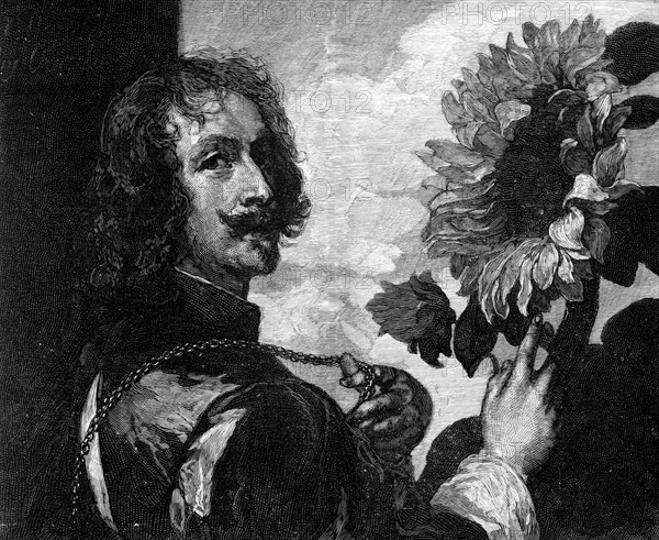 Anthony van Dyck, self-portrait with a sunflower, c1633-1641 (1900).Artist: OL Lacour