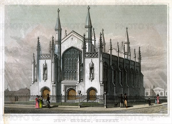 New Church, Stepney, London, 1828.Artist: William Deeble