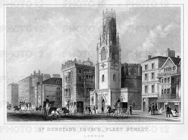 St Dunstan's Church, Fleet Street, City of London, 19th century. Artist: Unknown