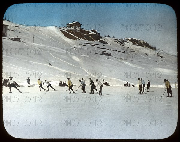 Ice hockey, St Moritz, Switzerland. Artist: Unknown